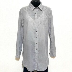 The Shirt by Rochelle Behrens Woman Gray White Stripe Tunic Shirt Size XS